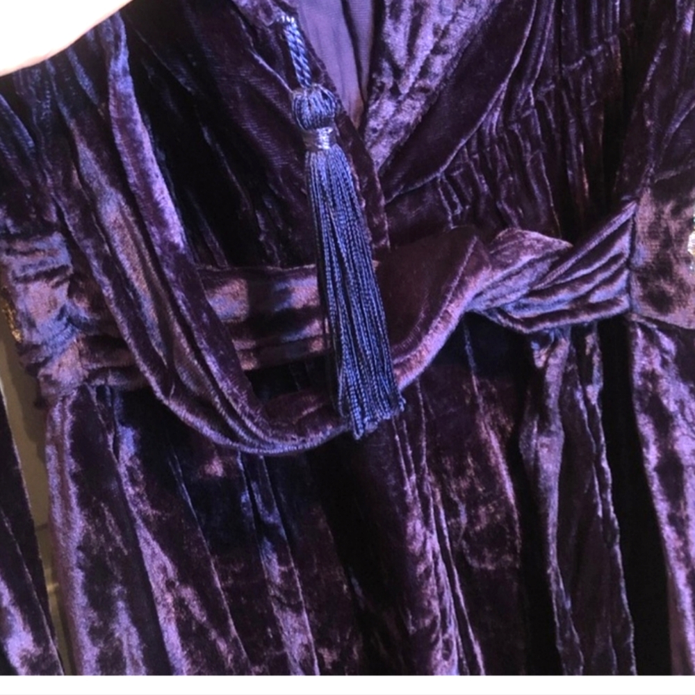 Soft Surroundings Deep Crushed Velvet Embroidered Robe - Picture 4 of 8